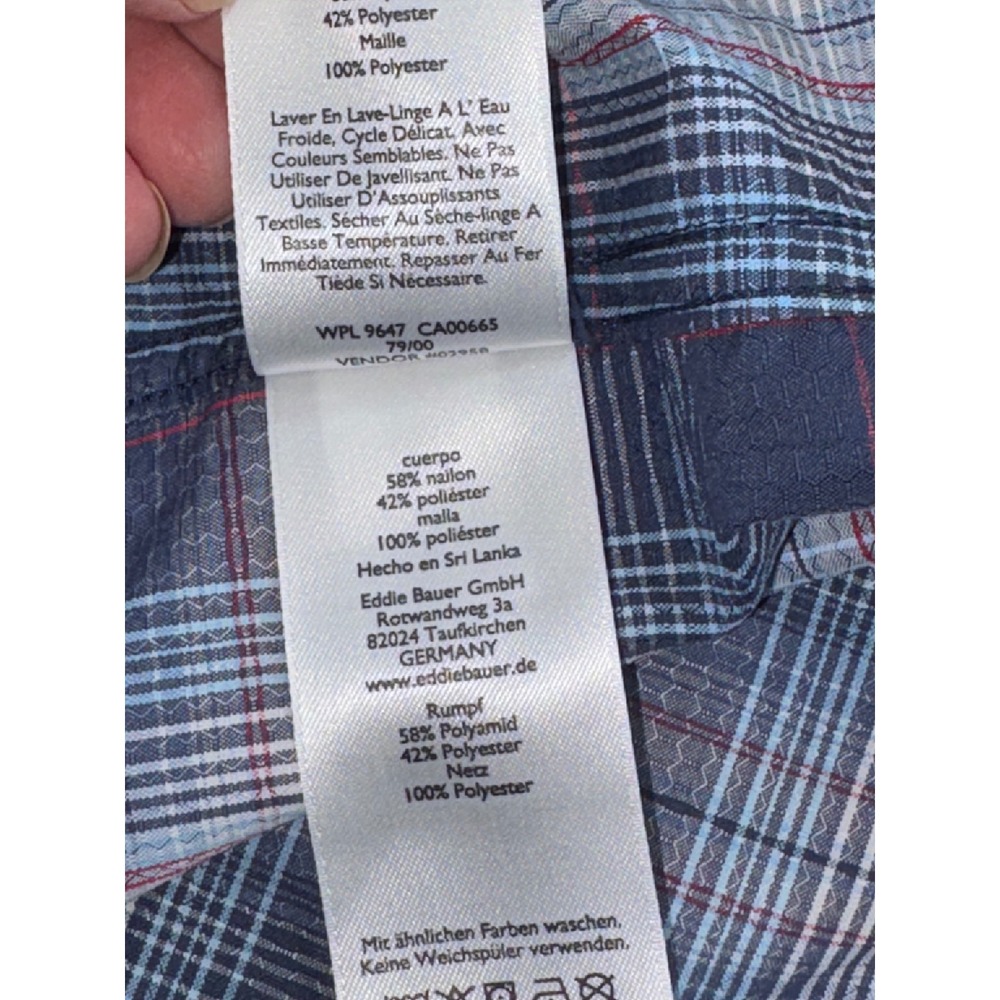 Eddie Bauer Blue Plaid Short Sleeve Hiking Shirt Mesh Lined Mens Medium 11921750 - Picture 6 of 10